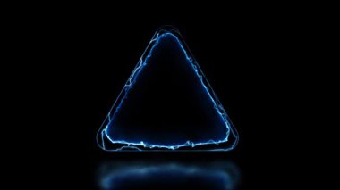 Parlak üçgen neon çerçeve efekti, siyah arkaplan.