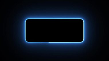 Parlak kare neon çerçeve efekti, siyah arkaplan.