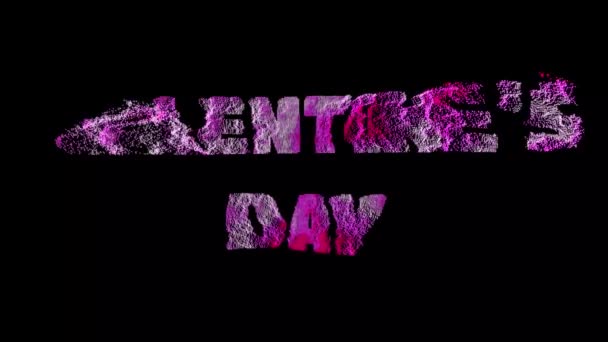 Día San Valentín Palabra Letra Efecto Disperso Remolino Fondo Negro — Vídeos de Stock