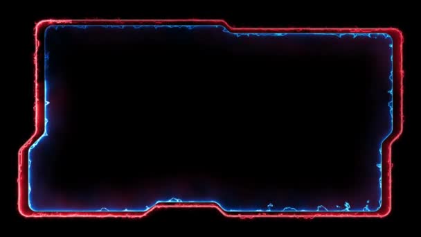 Neon Gaming Frame Effect Glowing Square Shape Looping Black Background — Stock Video