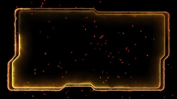 Efek Bingkai Permainan Neon Berkilau Bentuk Persegi Looping Latar Hitam — Stok Video