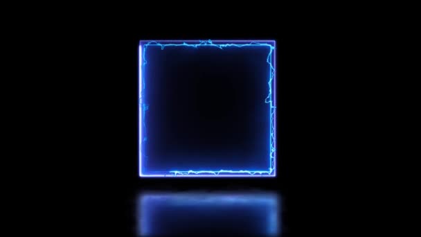 ロープの光る正方形のネオン フレーム効果 黒い背景 — ストック動画