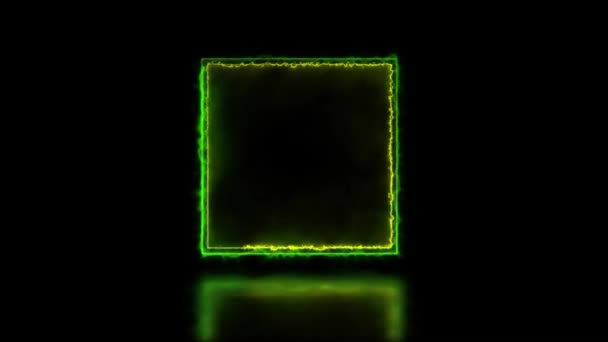 Looping Gloeiende Vierkante Neon Frame Effect Zwarte Achtergrond — Stockvideo