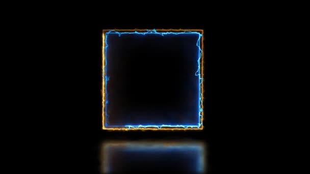 Looping Glowing Square Neon Frame Effect Black Background — Stock Video