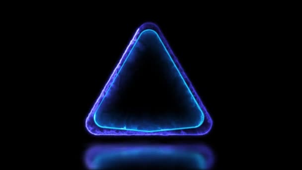 ループ 輝く三角形ネオンフレーム効果 黒い背景 — ストック動画