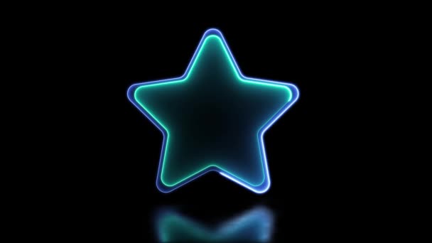 Looping Glowing Star Shaped Neon Frame Effect Black Background — Stock Video