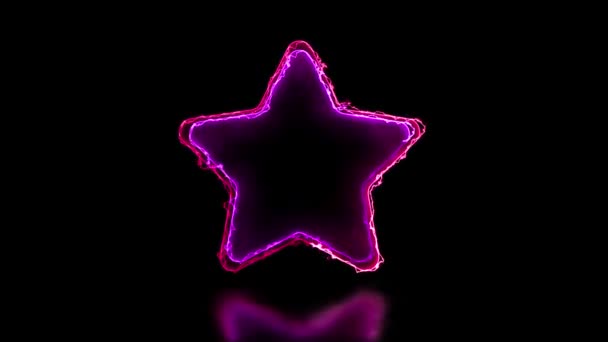 Pętla Świecąca Gwiazda Kształcie Neonu Efekt Ramki Czarne Tło — Wideo stockowe