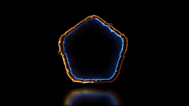 Glowing Looping Pentagonal Neon Frame Effect Black Background — Stock Video