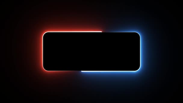 Looping Glowing Square Neon Frame Effect Black Background — Stok Video