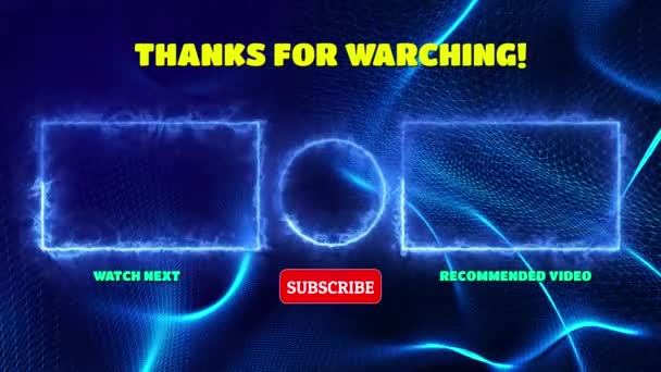 Neon Frame Effect End Screen Glowing Looping Blue Background — Stock Video