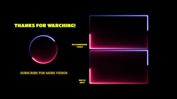 Ефект Неонової Рамки Кінцевий Екран Світиться Циклічно Чорний Фон — стокове відео