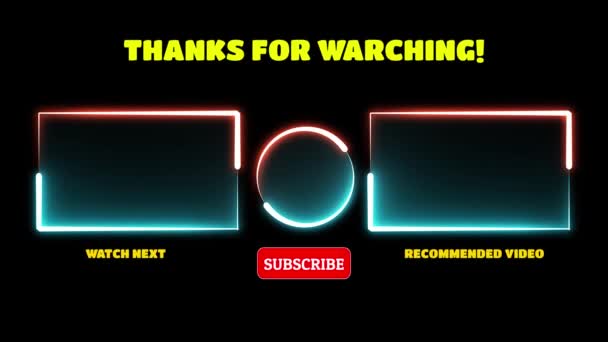 Neon Çerçeve Efekti Bitiş Ekranı Parlayan Siyah Arkaplan — Stok video