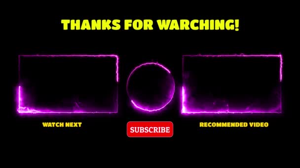 Neon Çerçeve Efekti Bitiş Ekranı Parlayan Siyah Arkaplan — Stok video