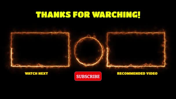 Neon Ramki Efekt Końcowy Ekran Świecący Pętli Czarne Tło — Wideo stockowe