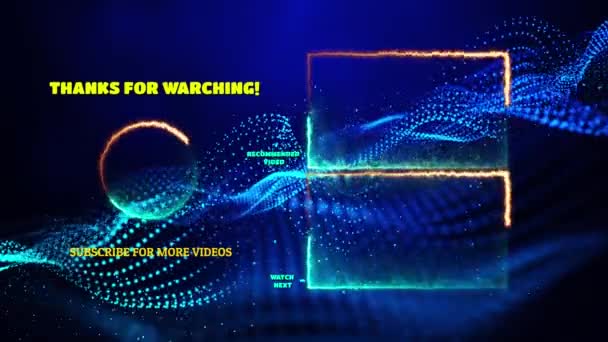 Neon Ramka Efekt Końcowy Ekran Świecący Pętli Niebieskim Tle — Wideo stockowe