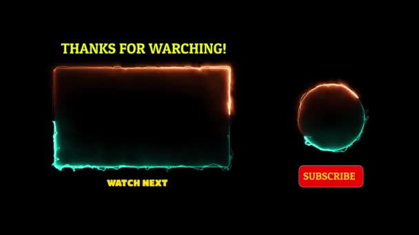 Ефект Неонової Рамки Кінцевий Екран Світиться Циклічно Чорний Фон — стокове відео