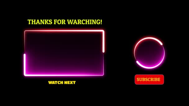 Neon Ramki Efekt Końcowy Ekran Świecący Pętli Czarne Tło — Wideo stockowe
