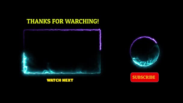 Neon Frame Effect End Screen Glowing Looping Black Background — Stock Video