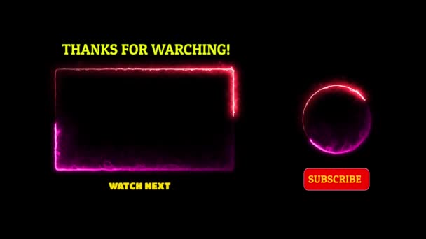 Neon Frame Hatás Végén Képernyő Izzó Hurok Fekete Háttér — Stock videók