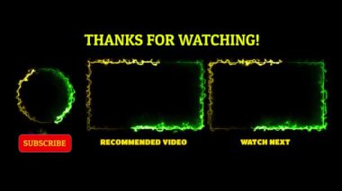 Siyah arkaplanda parlayan neon çerçeve efekti bitiş ekranı