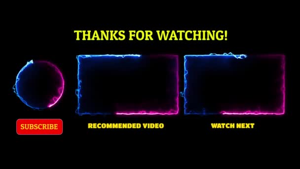Neon Ram Effekt Slut Skärm Glödande Looping Svart Bakgrund — Stockvideo