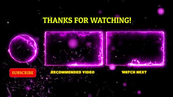 Siyah Arkaplanda Parlayan Neon Çerçeve Efekti Bitiş Ekranı — Stok video