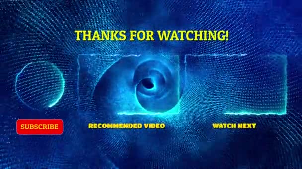 Mavi Arkaplanda Parlayan Neon Çerçeve Efekti Bitiş Ekranı — Stok video