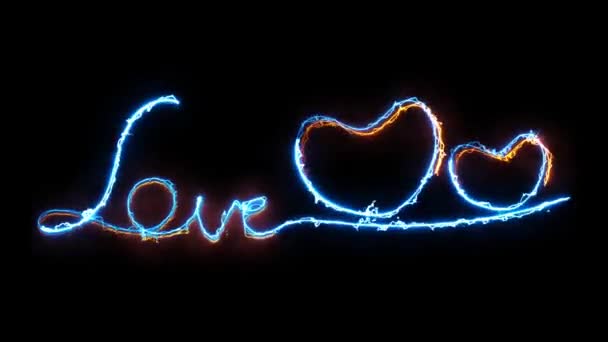 Glowing Looping Heart Shape Neon Frame Effect Black Background — Stock Video