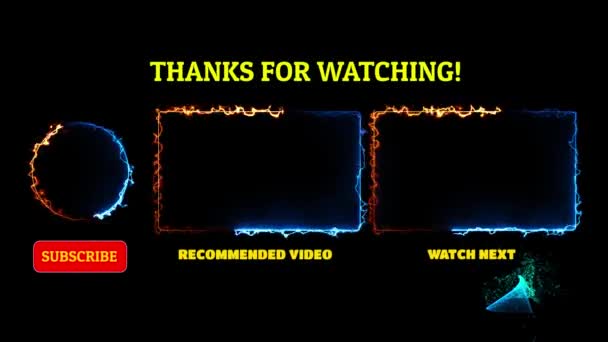 Siyah Arkaplanda Parlayan Neon Çerçeve Efekti Bitiş Ekranı — Stok video