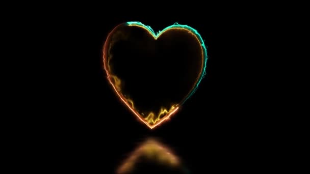 Λαμπερό Σχήμα Καρδιάς Νέον Αποτέλεσμα Πλαίσιο Μαύρο Φόντο — Αρχείο Βίντεο