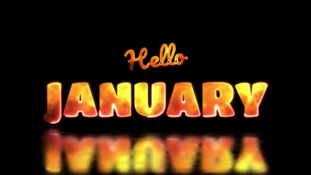 Glowing Looping January Word Neon Frame Effect Black Background — Stock Video