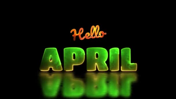 Glowing Looping April Word Neon Frame Effect Black Background — Stock Video