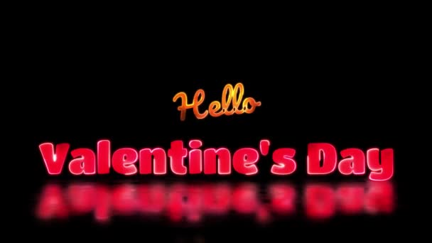 Lumineux Boucle Valentine Day Word Effet Cadre Néon Fond Noir — Video