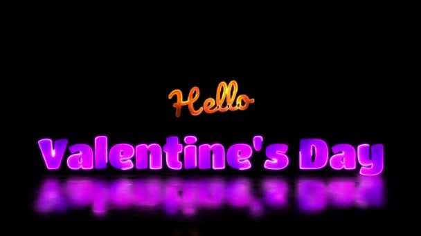 Gloeiende Looping Valentijnsdag Woord Neon Frame Effect Zwarte Achtergrond — Stockvideo