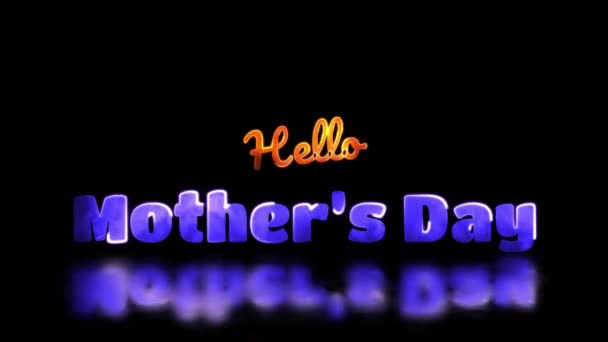 Parlak Döngülü Anneler Günü Kelimesi Neon Çerçeve Efekti Siyah Arkaplan — Stok video