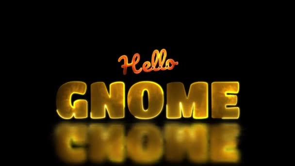 Glühende Schleife Gnome Wort Neon Rahmen Effekt Schwarzer Hintergrund — Stockvideo