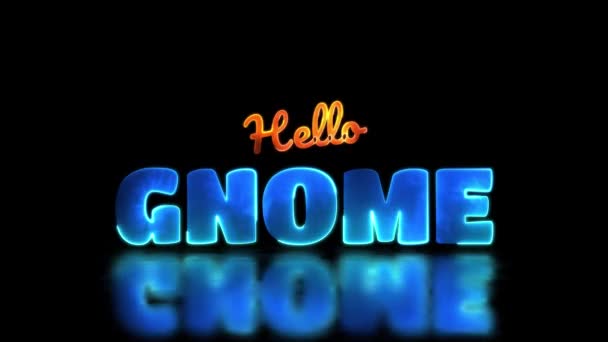 Gnome Word Neon Frame Effect Black Background — стоковое видео