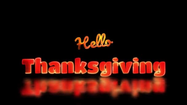 Glödande Looping Thanksgiving Ord Neon Ram Effekt Svart Bakgrund — Stockvideo