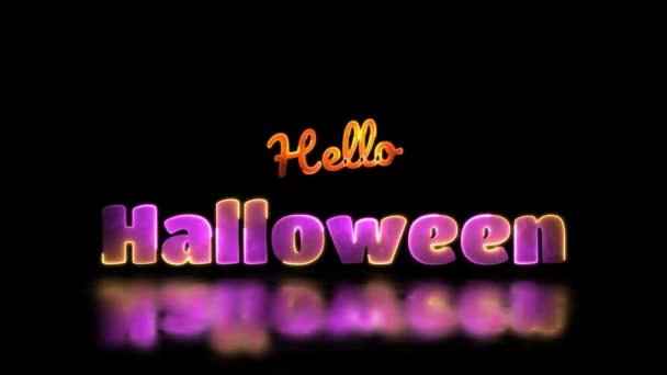 Brillante Looping Halloween Parola Neon Effetto Telaio Sfondo Nero — Video Stock