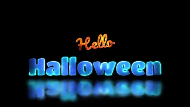 Resplandeciente Looping Halloween Palabra Neón Marco Efecto Fondo Negro — Vídeos de Stock