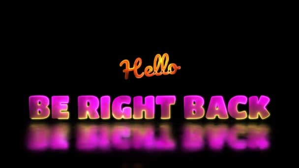 Anello Incandescente Right Back Word Neon Frame Effect Sfondo Nero — Video Stock