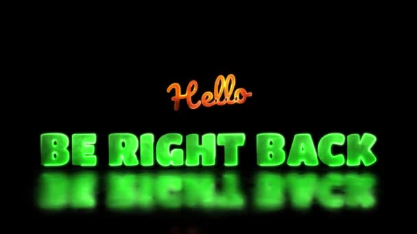 Anello Incandescente Right Back Word Neon Frame Effect Sfondo Nero — Video Stock