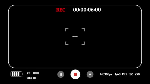Rámec Snímku Zobrazuje Informace Tlačítku Jako Při Nahrávání Videa Černým — Stock video