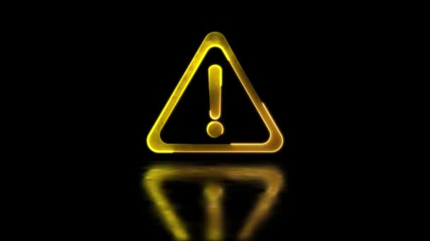 Glowing Neon Frame Effect Looping Caution Warning Sign Symbol Black — Stock Video