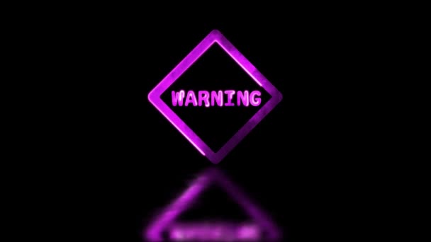 Λάμψη Νέον Πλαίσιο Εφέ Looping Προειδοποιητικό Σύμβολο Προειδοποιητικό Σημάδι Μαύρο — Αρχείο Βίντεο