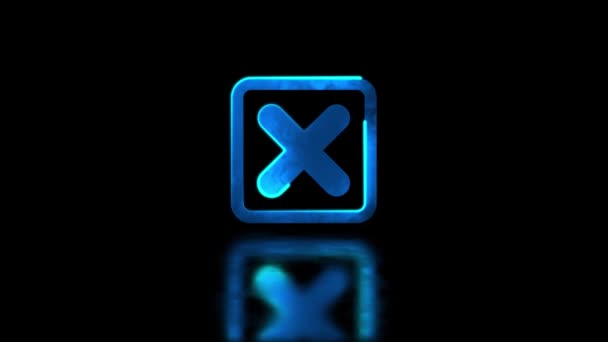 Looping Neon Glow Effekt Kreuz Symbol Symbol Schwarzer Hintergrund — Stockvideo