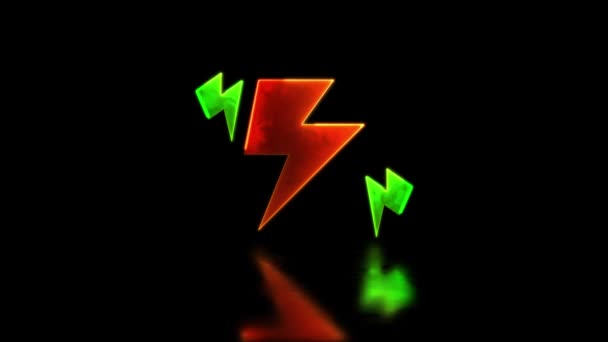 Looping Neon Glow Effekt Aufladendes Blitz Symbol Schwarzer Hintergrund — Stockvideo