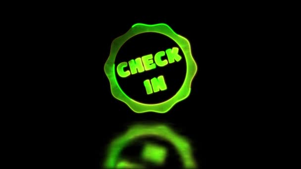 Leuchtender Neon Effekt Check Symbol Schwarzer Hintergrund — Stockvideo