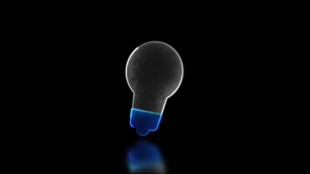 Looping Neon Brilho Efeito Lâmpada Ícone Questão Ícone Fundo Preto — Vídeo de Stock
