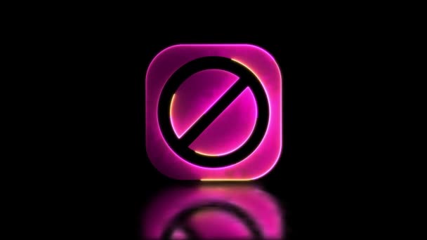 Leuchtende Neoneffekte Schleifen Stopp Symbol Schwarzer Hintergrund — Stockvideo